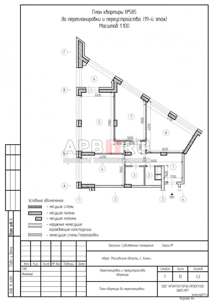 Проект перепланировки 3-комнатной квартиры в Химках