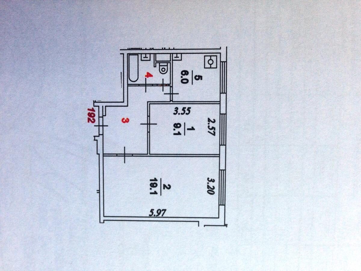 Планы БТИ двухкомнатной квартиры II-49 с размерами