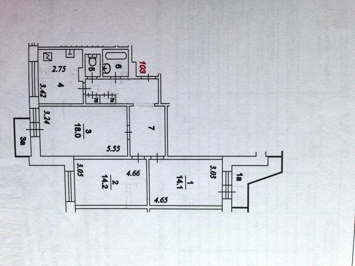 п-3 планировка с размерами 3 комнатной