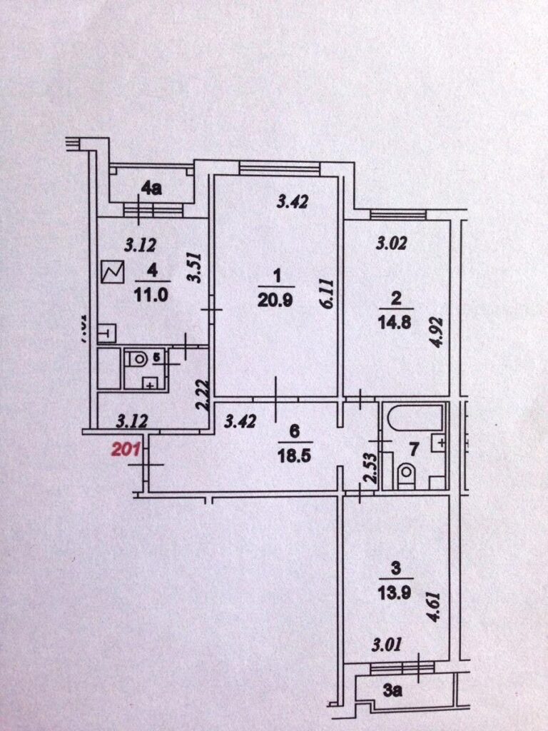планировка трехкомнатной квартиры п-3м с размерами