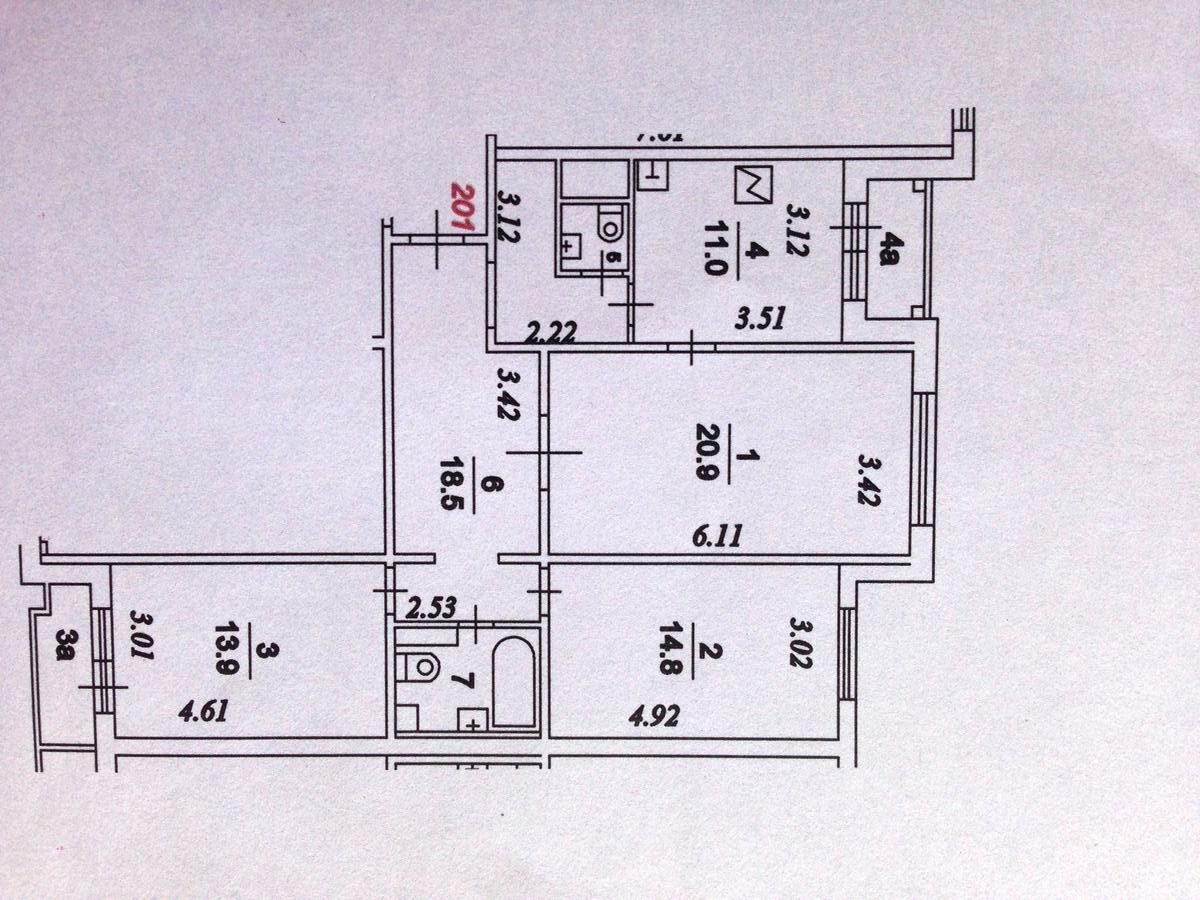 планировка трехкомнатной квартиры п-3м с размерами