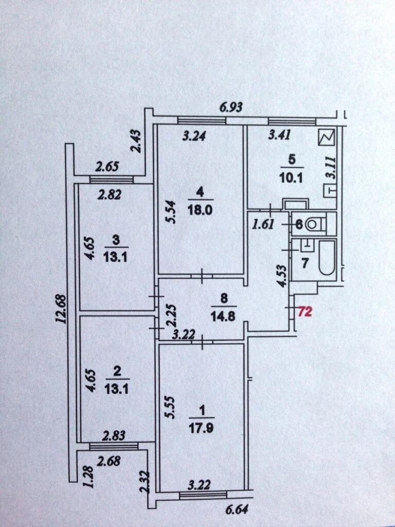 планировка четырехкомнатной квартиры п-3м с размерами