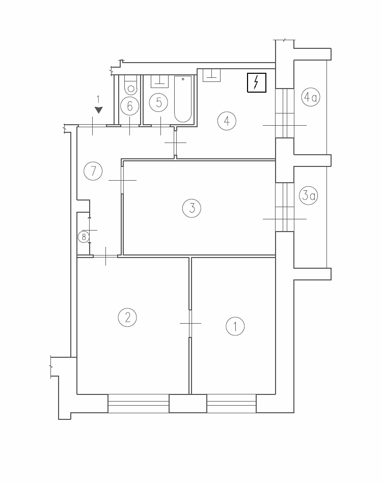 Перепланировка по расширению санузла в трех-комнатной квартиры, план до