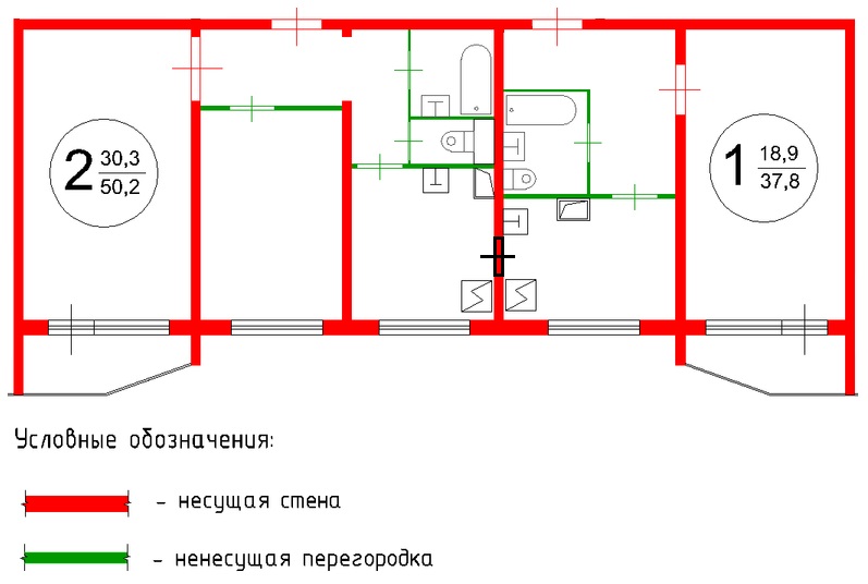 Объединение однокомнатной и двухкомнатной квартиры в серии П44