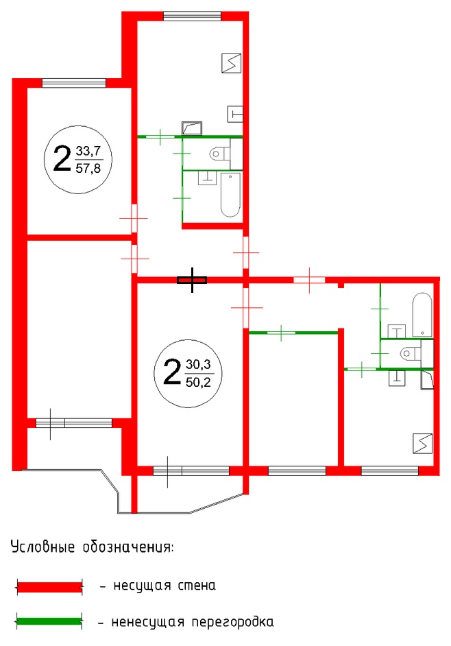 Объединение двух двухкомнатных квартир в серии П44