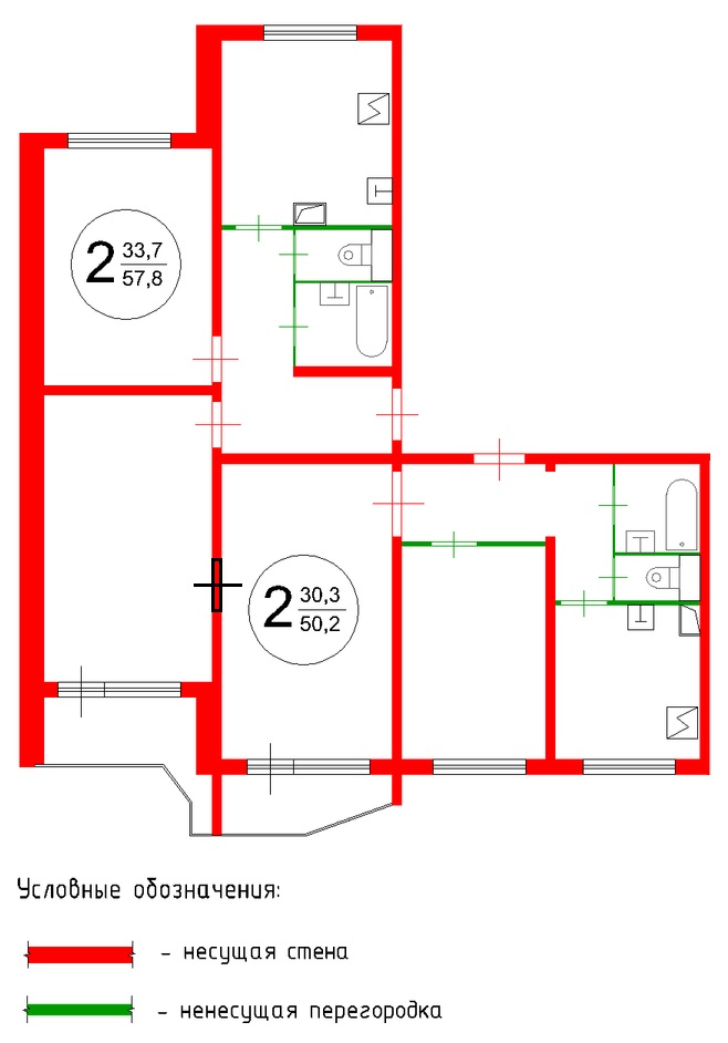 Объединение двух двухкомнатных квартир в серии П44