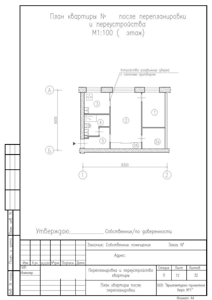 Гардеробная и встроенный шкаф в 2-комнатной квартире, план после
