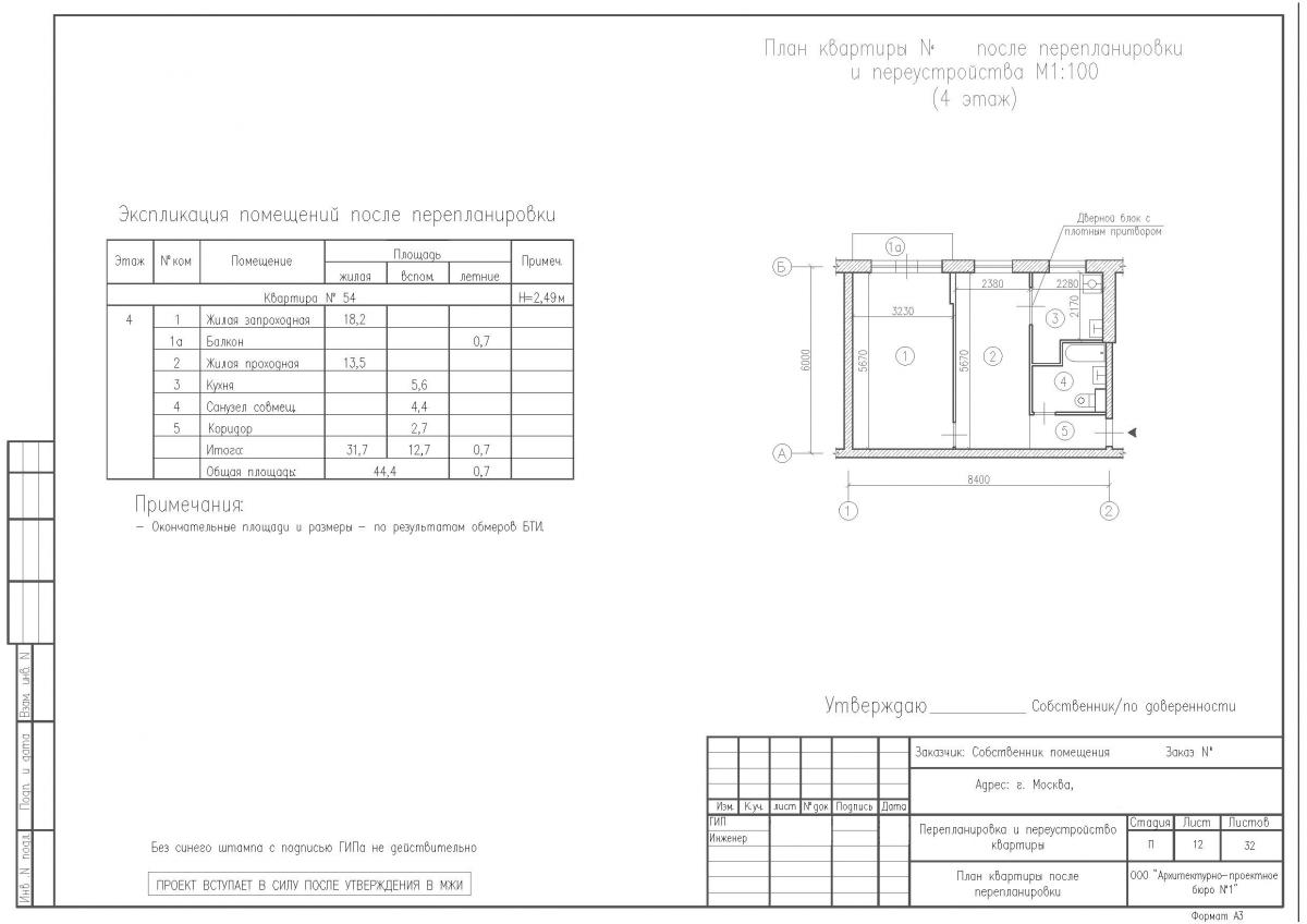 Перепланировка двушки в доме серии I-515 с расширением санузла за счет коридора, план после