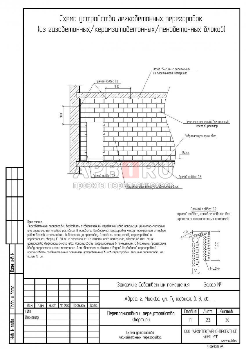 Проект перепланировки трехкомнатной квартиры серии II-29, схема устройства перегородок