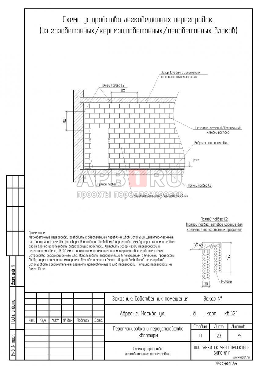 Проект перепланировки трехкомнатной квартиры в КОПЭ, схема устройства перегородок