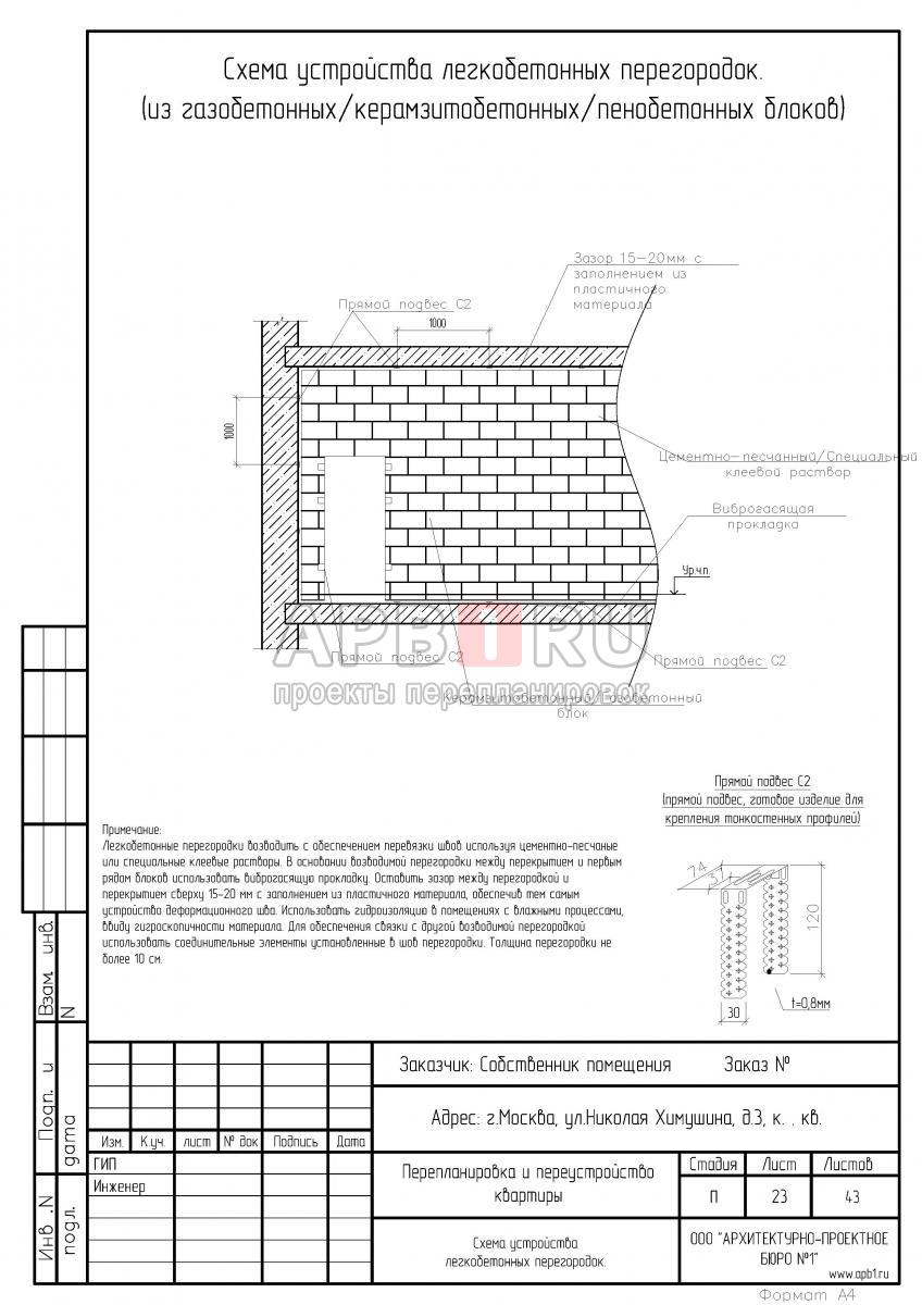 Проект перепланировки с устройством проема в несущей стене в доме серии II-49, схема устройства перегородок