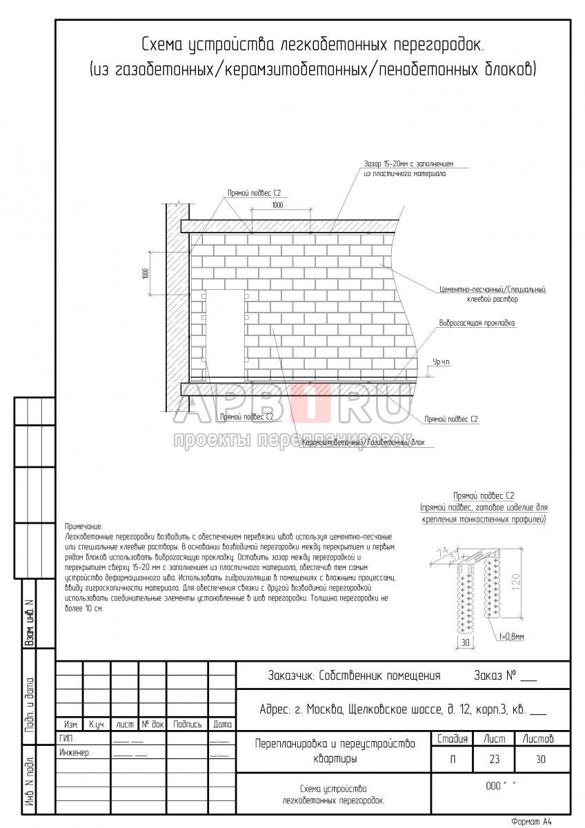 Проект перепланировки квартиры в П 49, схема устройства перегородок