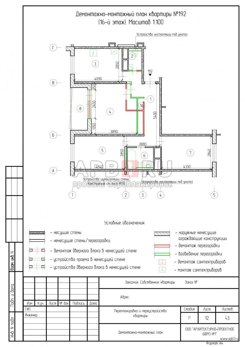 Проект перепланировки 3 комнатной квартиры распашонки