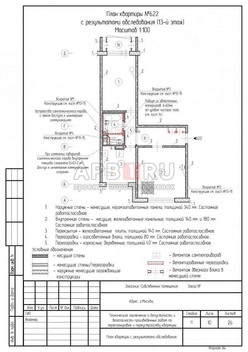 Техническое заключение по факту выполненной перепланировки квартиры 52 кв. м
