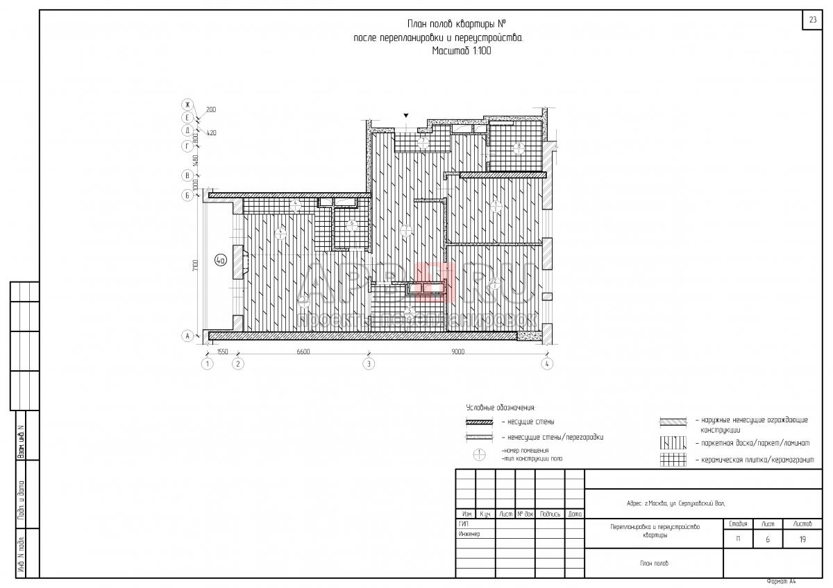 Проект перепланировки трехкомнатной квартиры в ЖК Донской Олимп