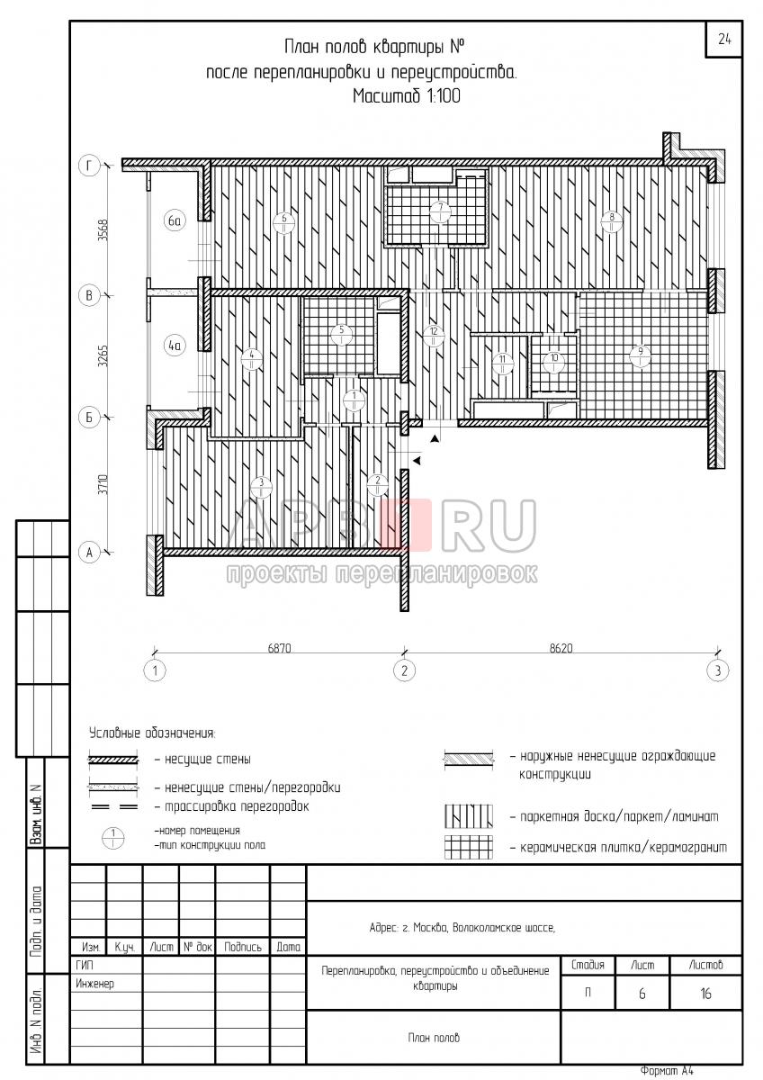 Проект перепланировки, переустройства и объединения квартир в ЖК Город на Реке Тушино-2018